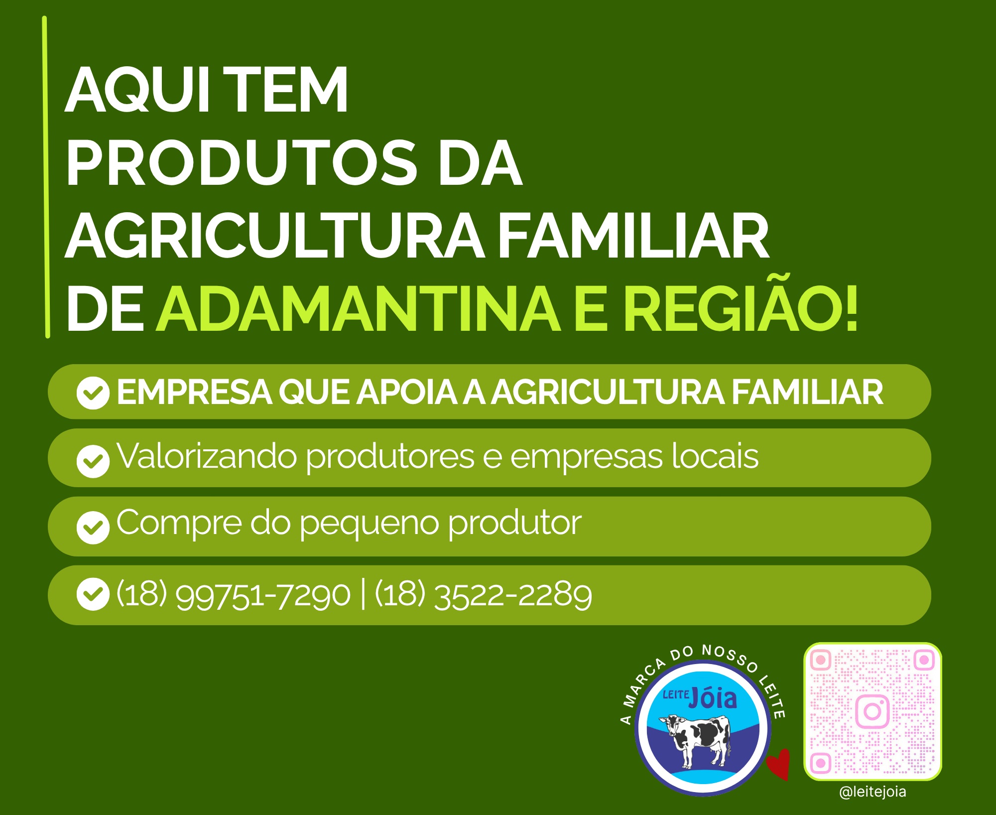 Placa de Apoio à Agricultura Familiar Leite Jóia